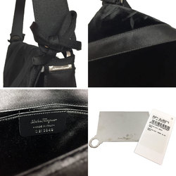 Salvatore Ferragamo Bag 213849 Handbag Black Silk x Velor Back Ladies