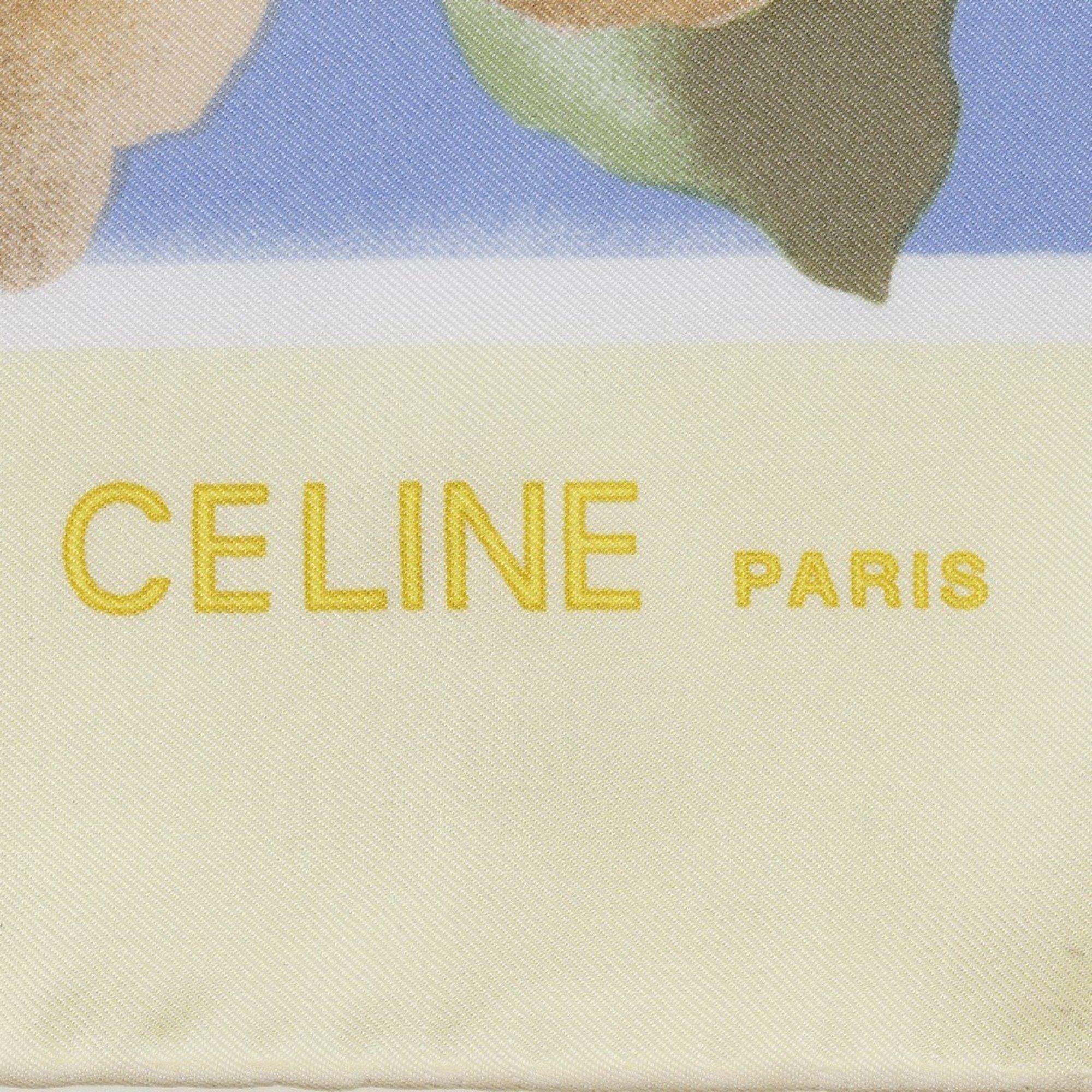 Celine CELINE scarf tropical pattern silk made in Italy yellow blue ladies