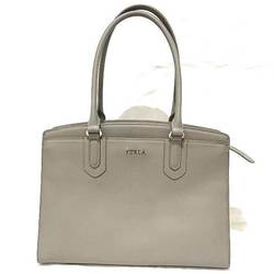 FURLA Greige Leather Bag Handbag Ladies