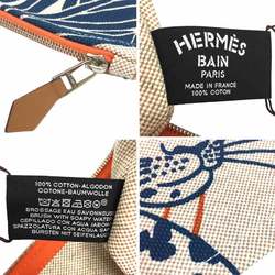 HERMES Hermes Pouch Jin & Leo Clutch Bag Leopard Cotton Canvas