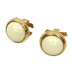 HERMES Eclipse Earrings Gold/Ivory Cloisonné Round H Catch Hermes