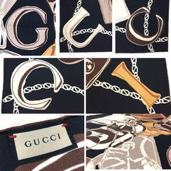 GUCCI Gucci Scarf Muffler 723139 Large Carre 100% Silk Bag Navy