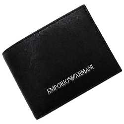 Emporio Armani Bifold Wallet Black White Y4R165 Y020V 81072 Folding Leather EMPORIO ARMANI Men's