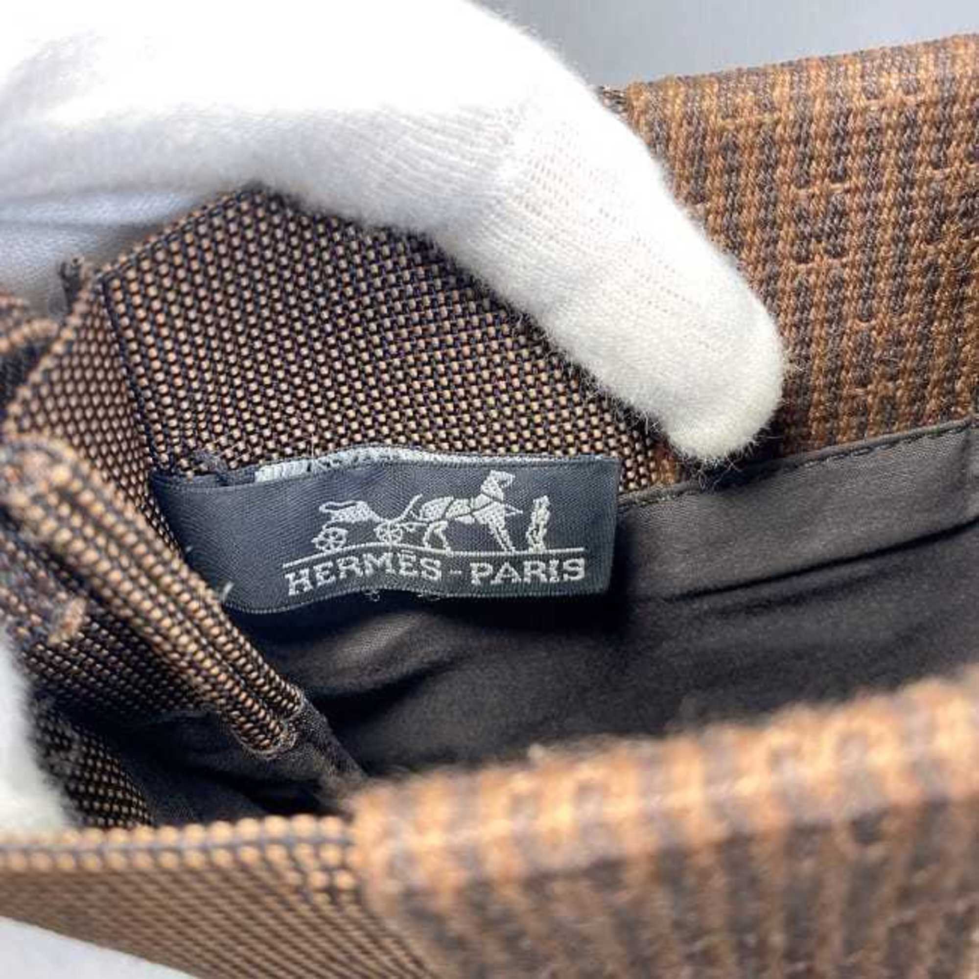 Hermes Pochette Brown Ale Shoulder Bag Canvas HERMES Sacoche H Ladies Compact Chic