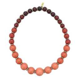 Yves Saint Laurent Colored Stone Necklace Pink Red Bordeaux Gold GP YVES SAINT LAURENT Women's Accessories