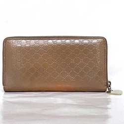 Gucci Round Long Wallet Pink Gold Microshima 308260 Heart Patent Leather GUCCI Enamel GG Ladies