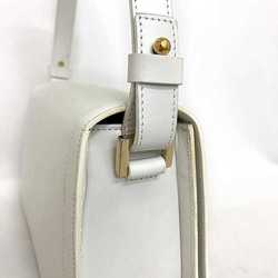 Celine Bag White Triomphe Cuile MA00/2 Full Flap Leather CELINE Shoulder Handbag Embossed Ladies