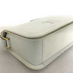 Celine Bag White Triomphe Cuile MA00/2 Full Flap Leather CELINE Shoulder Handbag Embossed Ladies