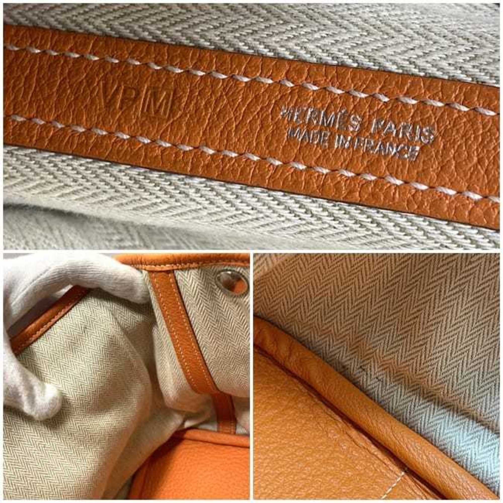 Hermes Garden TPM Orange Tote Bag Leather Negonda □M Engraved HERMES Handbag Ladies