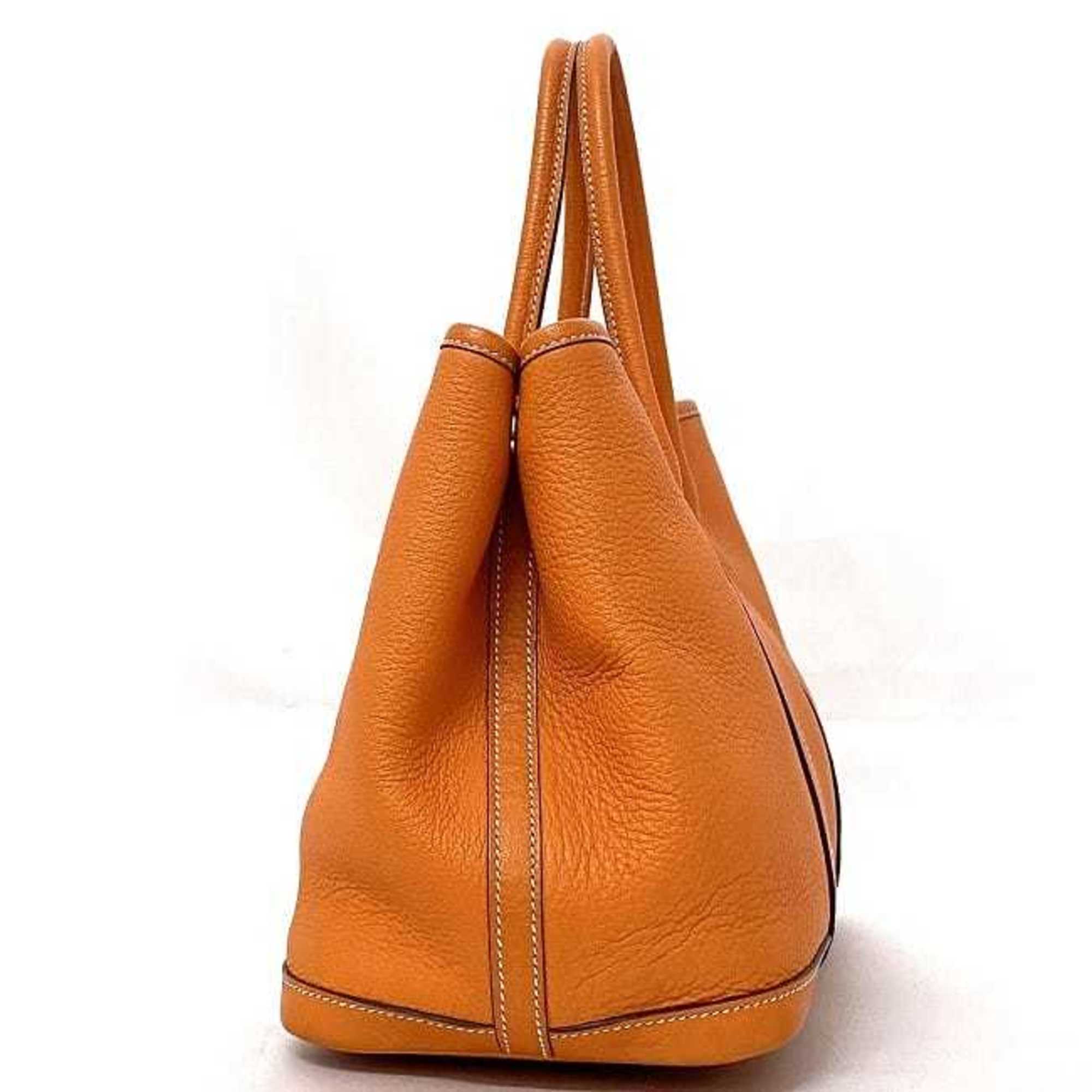 Hermes Garden TPM Orange Tote Bag Leather Negonda □M Engraved HERMES Handbag Ladies