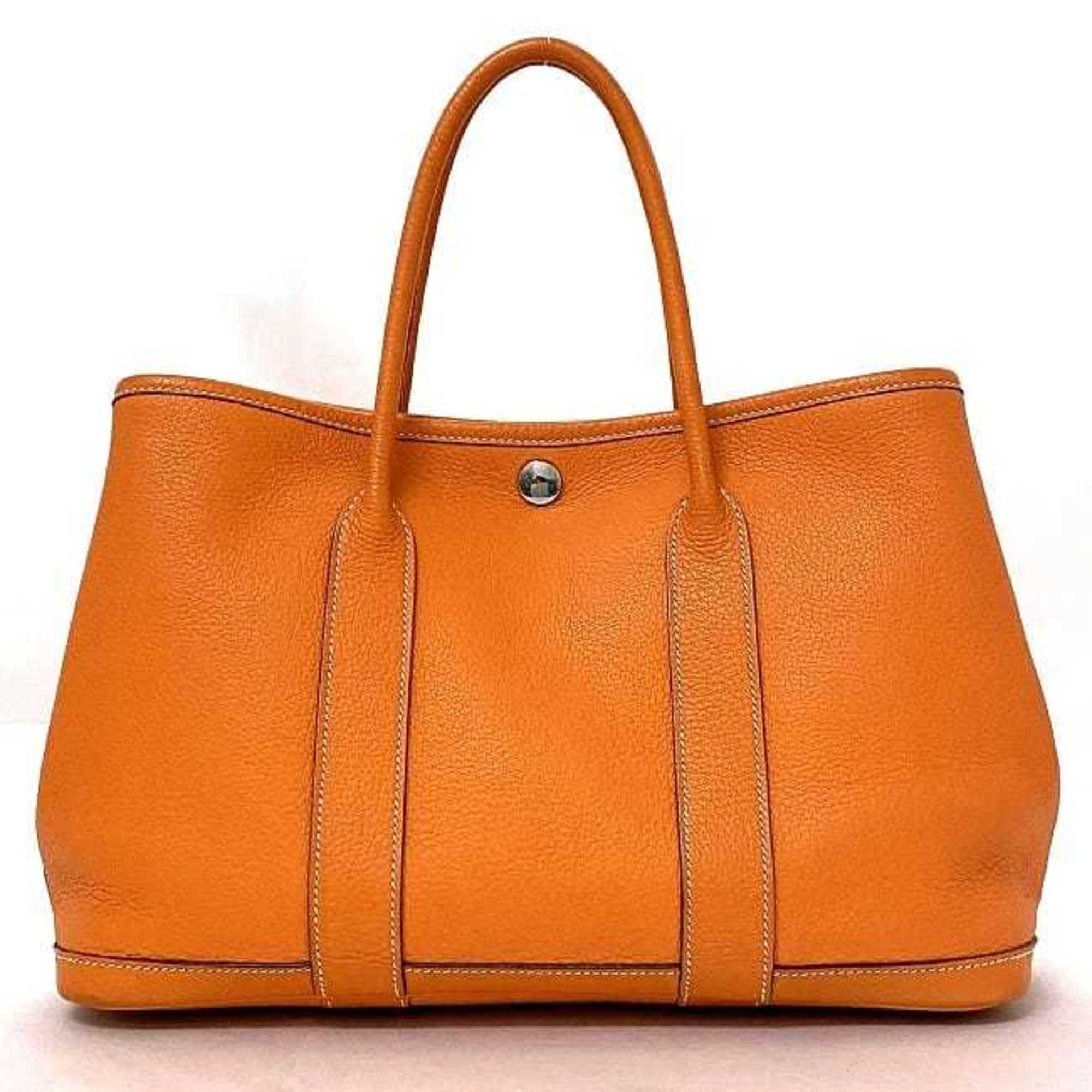 Hermes Garden TPM Orange Tote Bag Leather Negonda □M Engraved HERMES Handbag Ladies