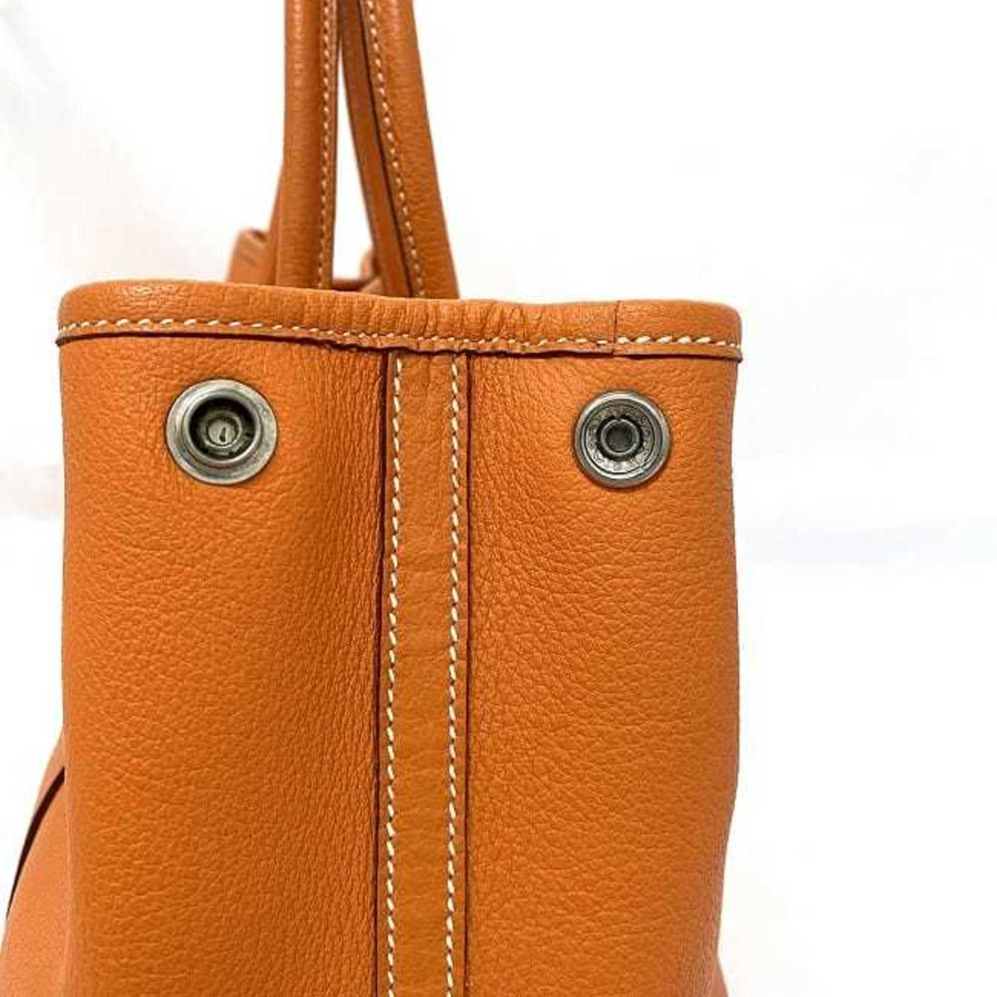 Hermes Garden TPM Orange Tote Bag Leather Negonda □M Engraved HERMES Handbag Ladies