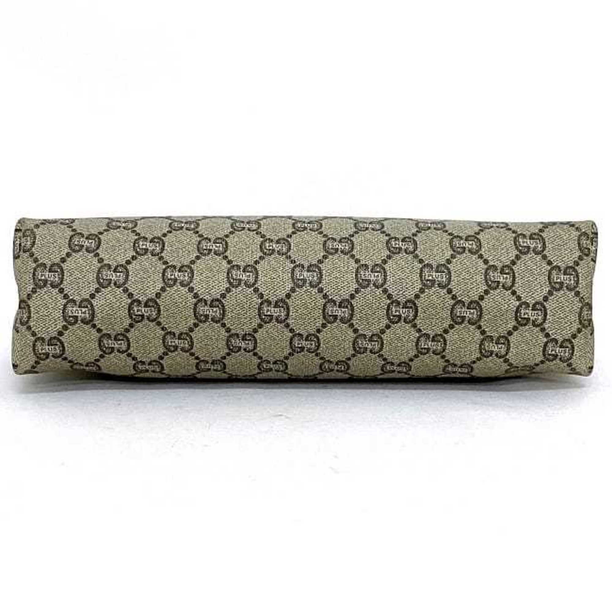 Gucci Clutch Bag Beige Gray Plus PVC Leather GUCCI Pouch Ladies Compact