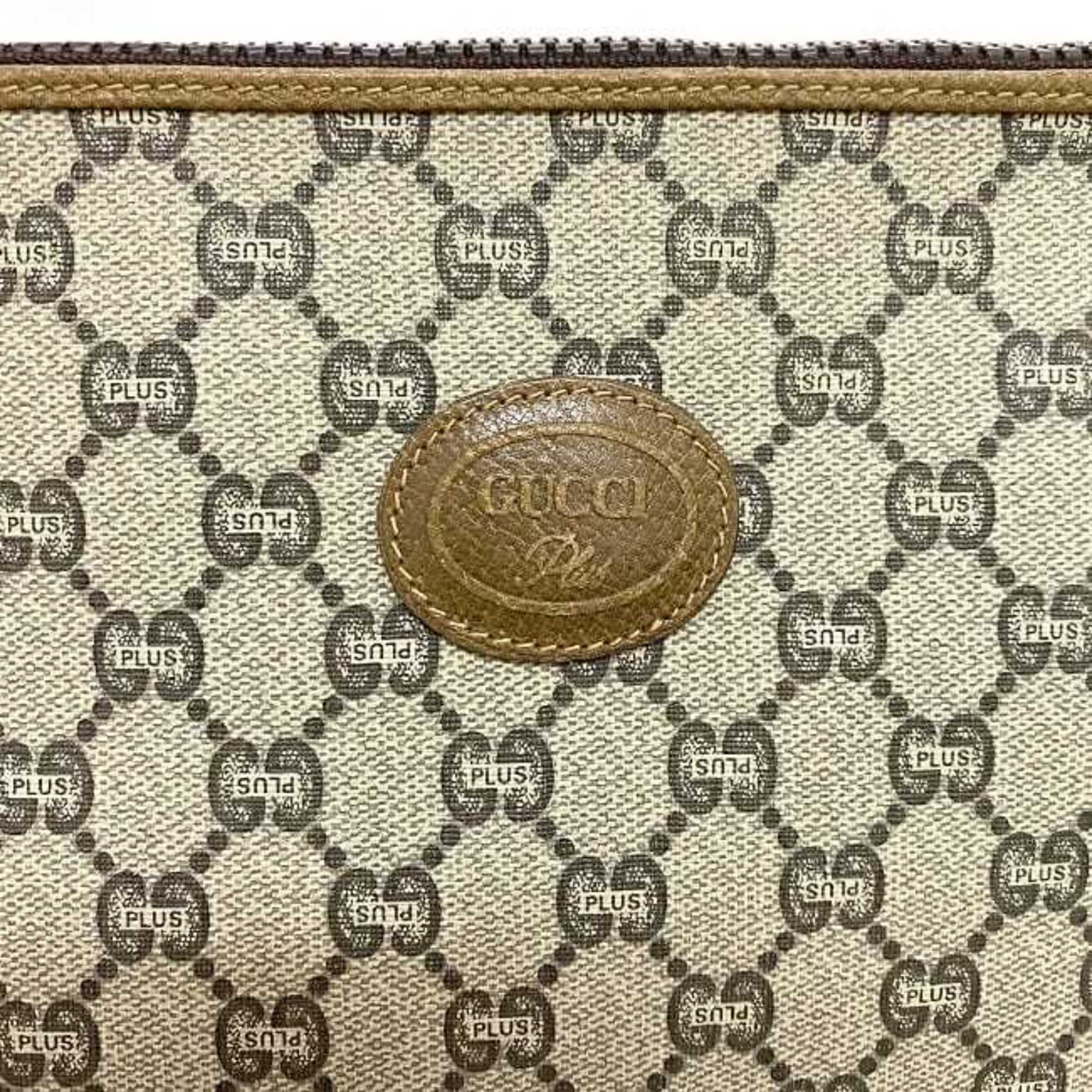 Gucci Clutch Bag Beige Gray Plus PVC Leather GUCCI Pouch Ladies Compact