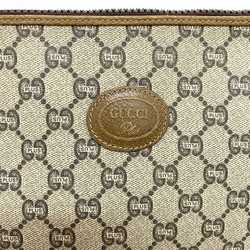 Gucci Clutch Bag Beige Gray Plus PVC Leather GUCCI Pouch Ladies Compact