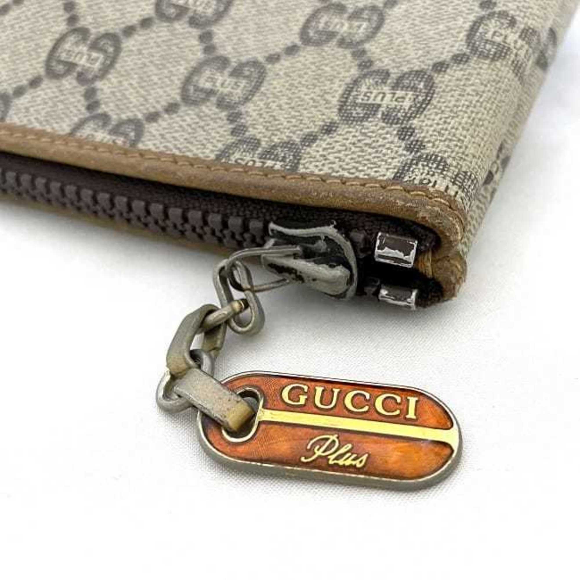 Gucci Clutch Bag Beige Gray Plus PVC Leather GUCCI Pouch Ladies Compact