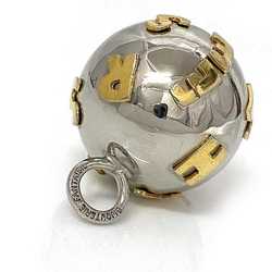 Hermes long necklace silver gold black metal HERMES sphere string ball 85cm accessory impact round