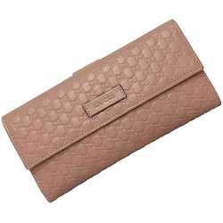 Gucci Bifold Long Wallet Pink Microshima 449393 W Leather GUCCI Double GG Embossed Ladies