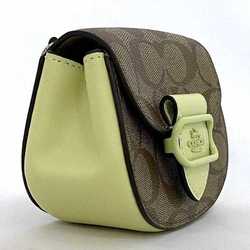 Coach Shoulder Bag Brown Beige Lime Neon Green Morgan Signature PVC Leather GP CJ689 COACH Chain Pochette Women's