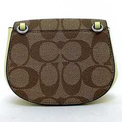 Coach Shoulder Bag Brown Beige Lime Neon Green Morgan Signature PVC Leather GP CJ689 COACH Chain Pochette Women's