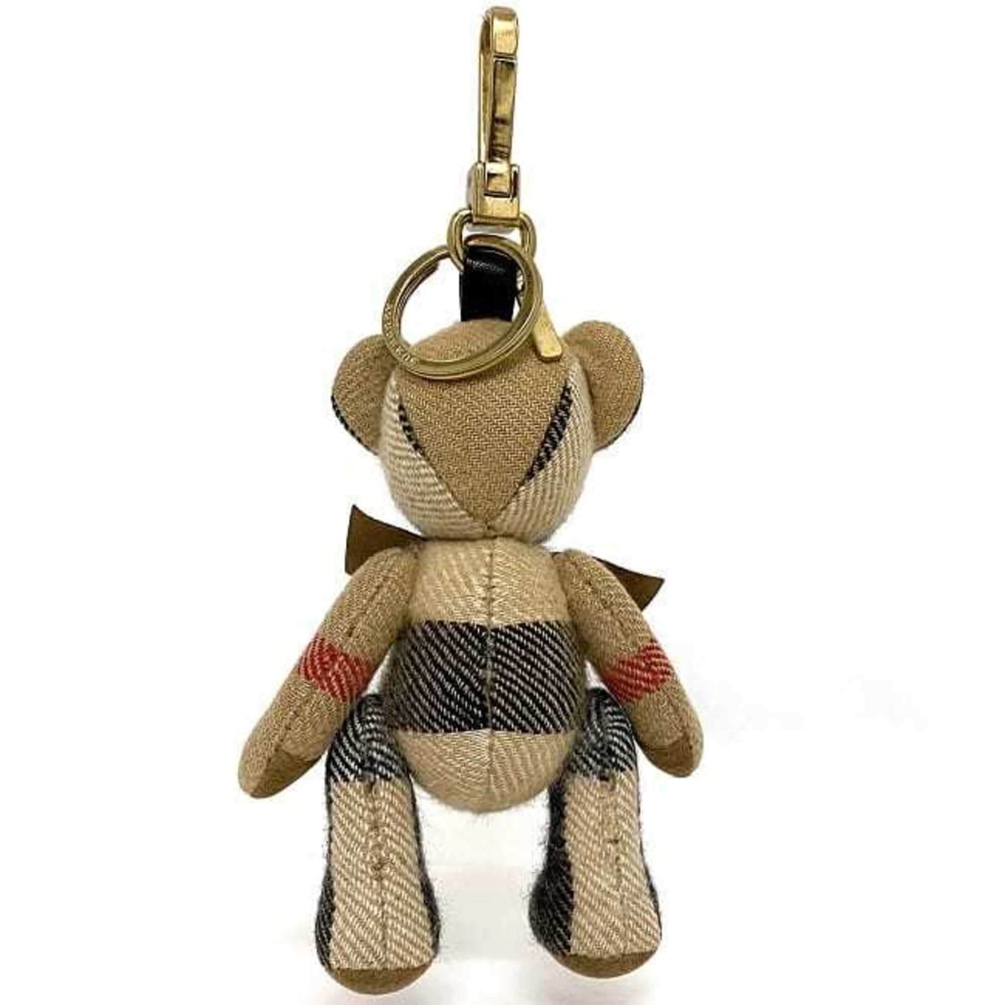 Burberry Bag Charm Bear Beige Black Gold Nova Check Canvas GP BURBERRY Key Ring Keychain Teddy Animal Motif Accessory