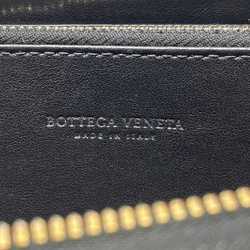 BOTTEGA VENETA Round Long Wallet Black Silver Maxi Intre Leather Men's