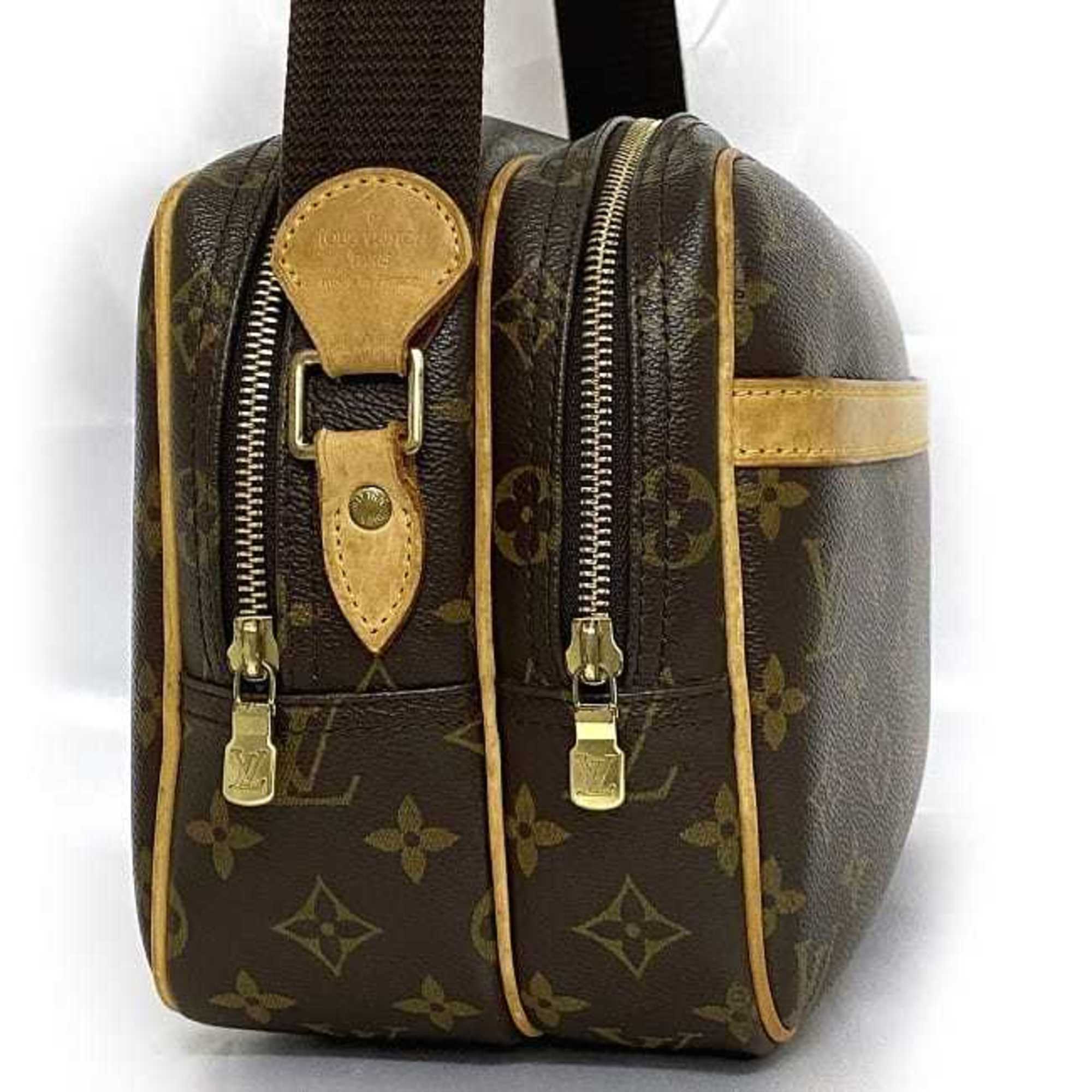 Louis Vuitton Shoulder Bag Reporter PM Brown Beige Monogram M45254 Canvas Tanned Leather SP1025 LOUIS VUITTON