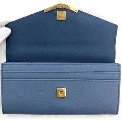 Fendi Bifold Long Wallet Blue Light Gold Toujours 8M0306 Leather GP FENDI Flap