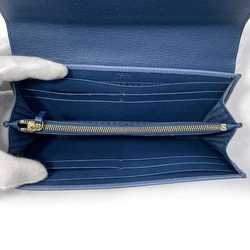 Fendi Bifold Long Wallet Blue Light Gold Toujours 8M0306 Leather GP FENDI Flap