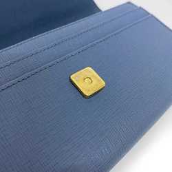 Fendi Bifold Long Wallet Blue Light Gold Toujours 8M0306 Leather GP FENDI Flap