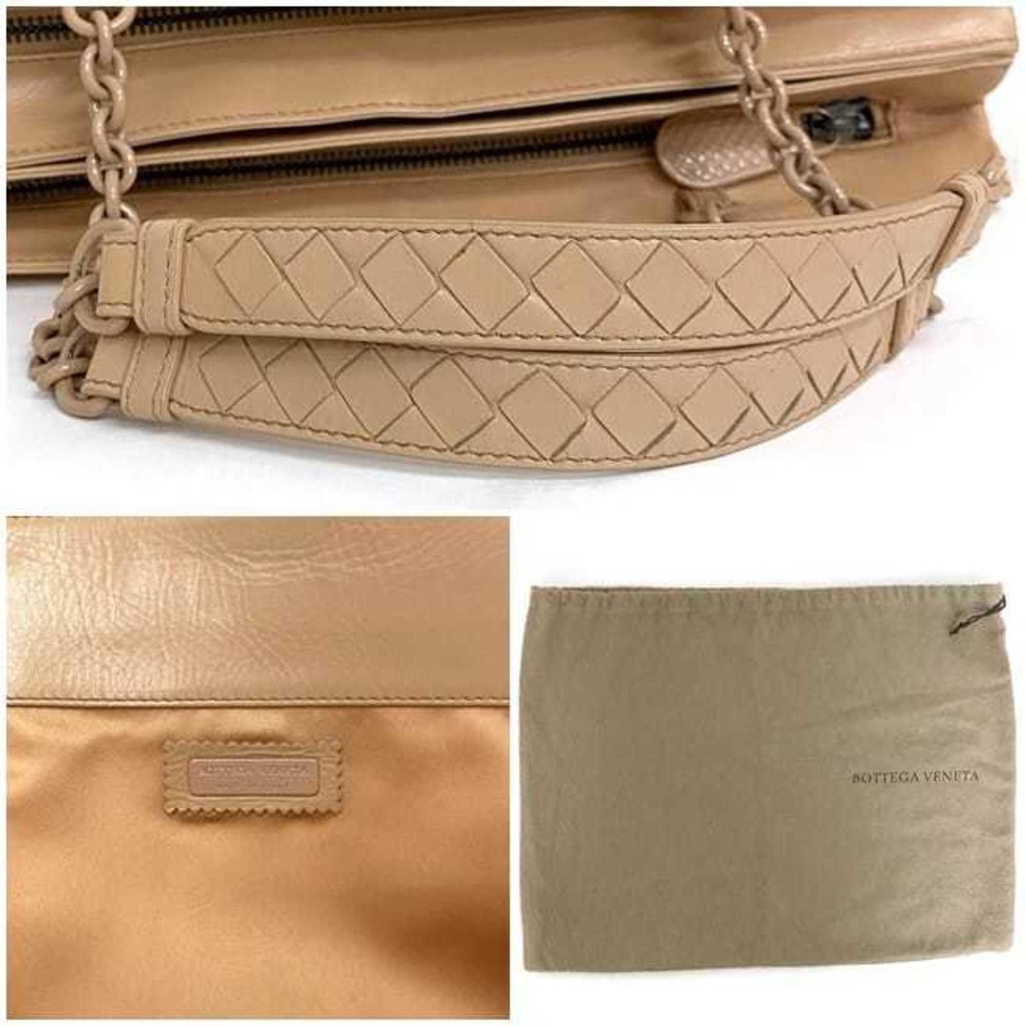 Bottega Veneta Tote Bag Pink Beige Intrecciato Chain Leather BOTTEGA VENETA Handbag Ladies Soft