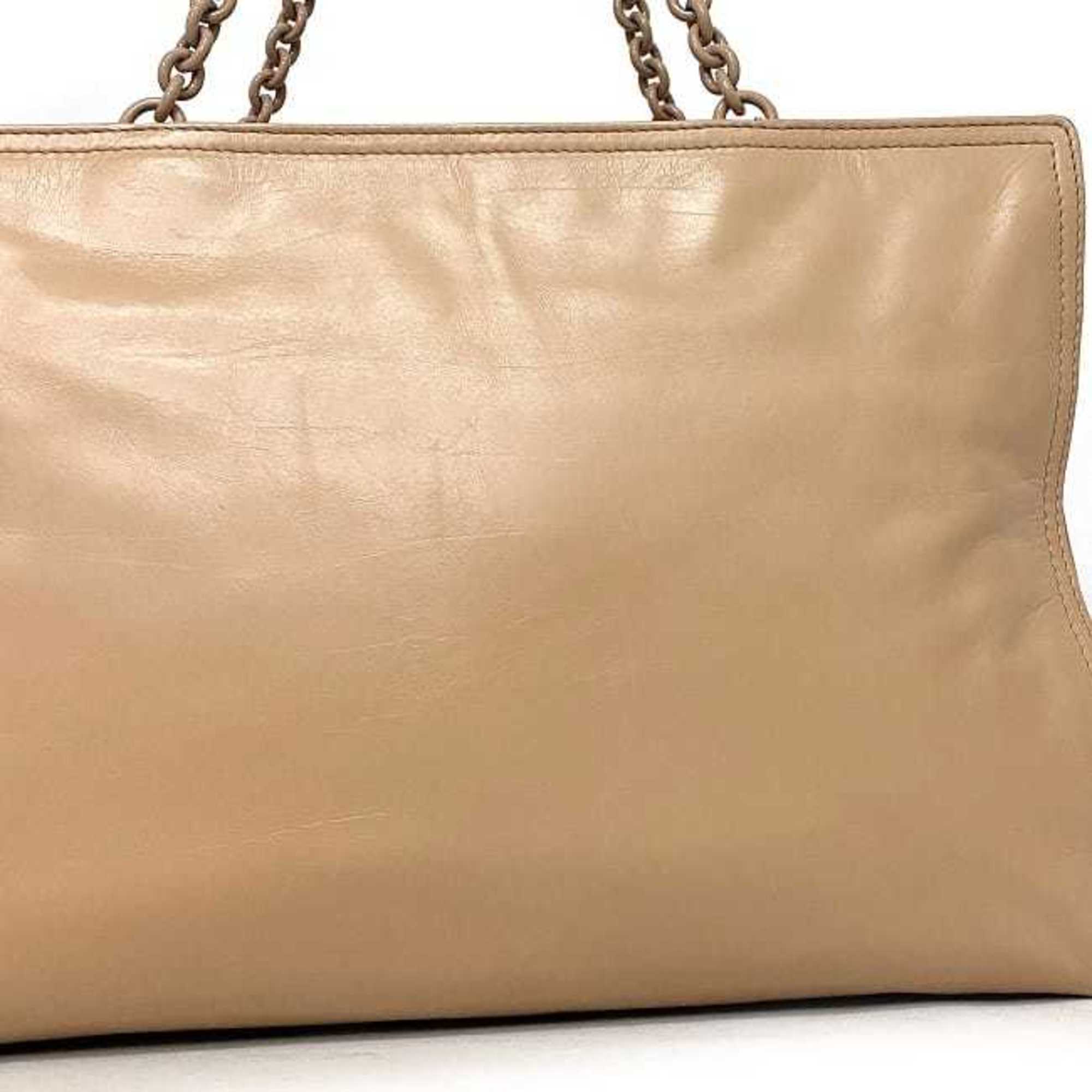 Bottega Veneta Tote Bag Pink Beige Intrecciato Chain Leather BOTTEGA VENETA Handbag Ladies Soft