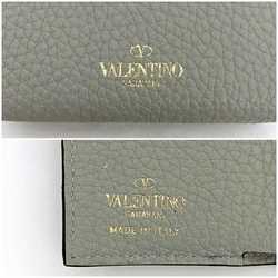 VALENTINO GARAVANI Trifold Wallet Gray Rockstuds UW2P0Q47 BOL ML8 Leather Studs Compact