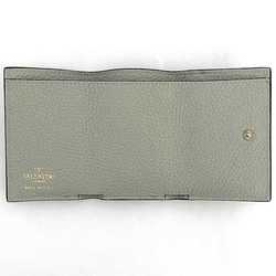 VALENTINO GARAVANI Trifold Wallet Gray Rockstuds UW2P0Q47 BOL ML8 Leather Studs Compact