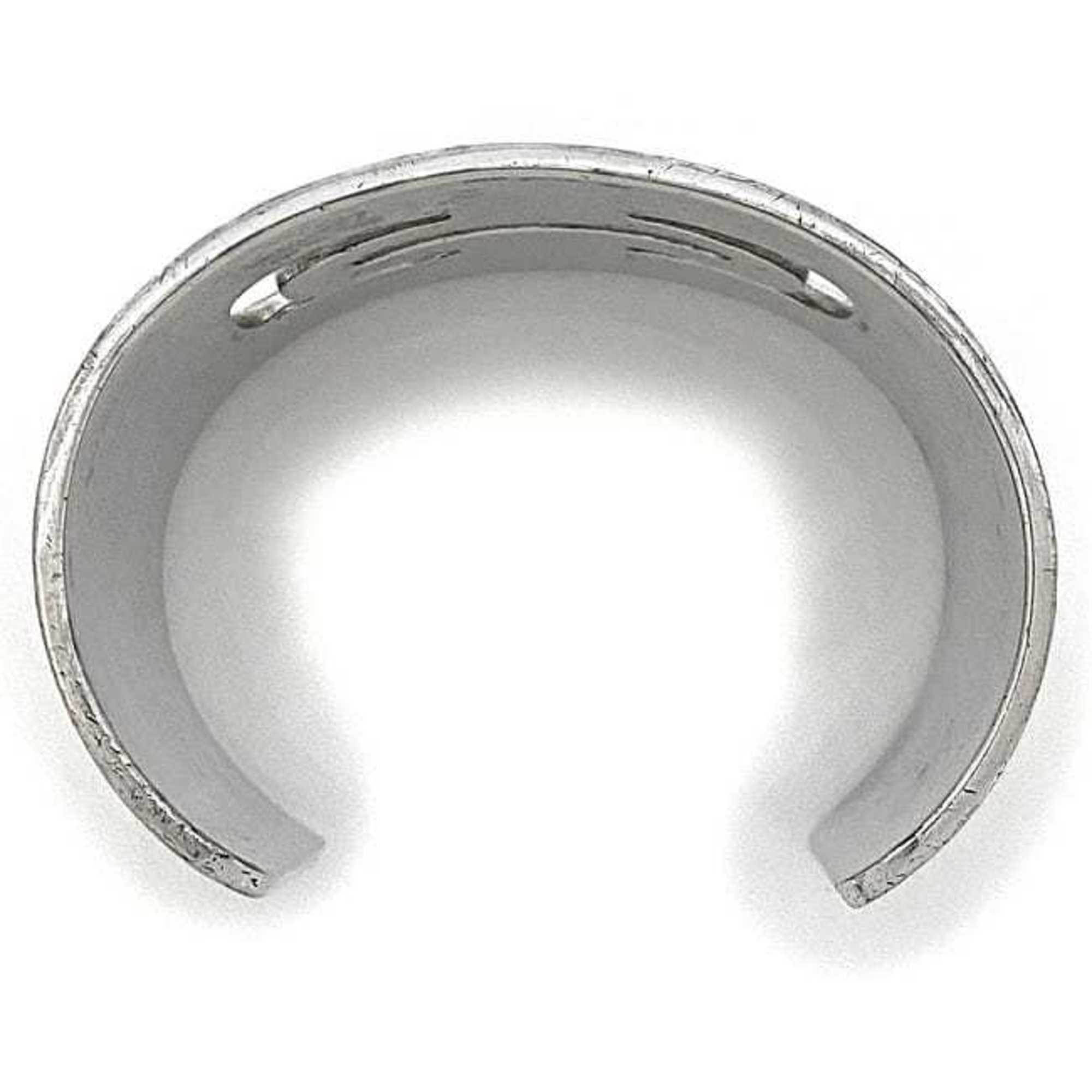 BVLGARI Bangle Silver White Parentesi 925 Leather Bracelet Accessories 15cm