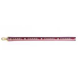 CHANEL Neck Strap Red Pink Gold Nylon GP Star Hanging Ladies Accessories Fashion