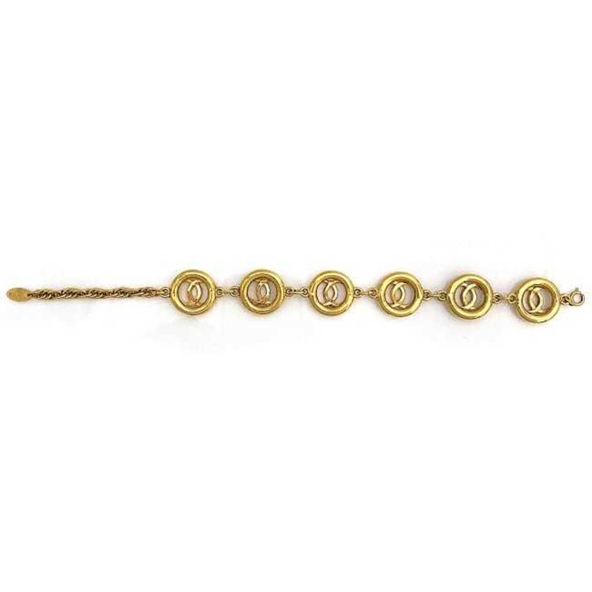 CHANEL Bracelet Gold Coco Mark GP Accessory Chain Women's Round