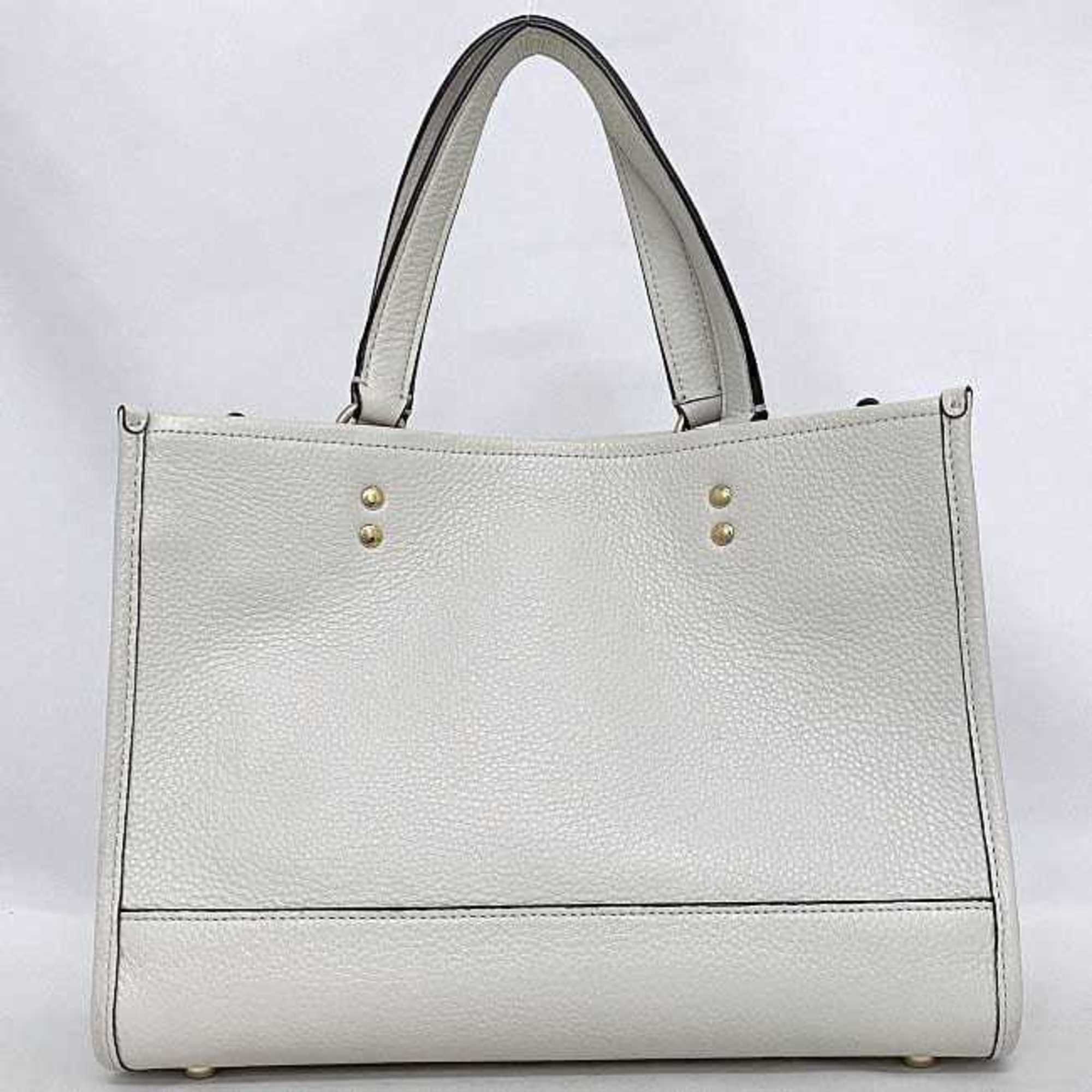 Coach 2way bag white gold 1959 tote shoulder handbag leather COACH ladies