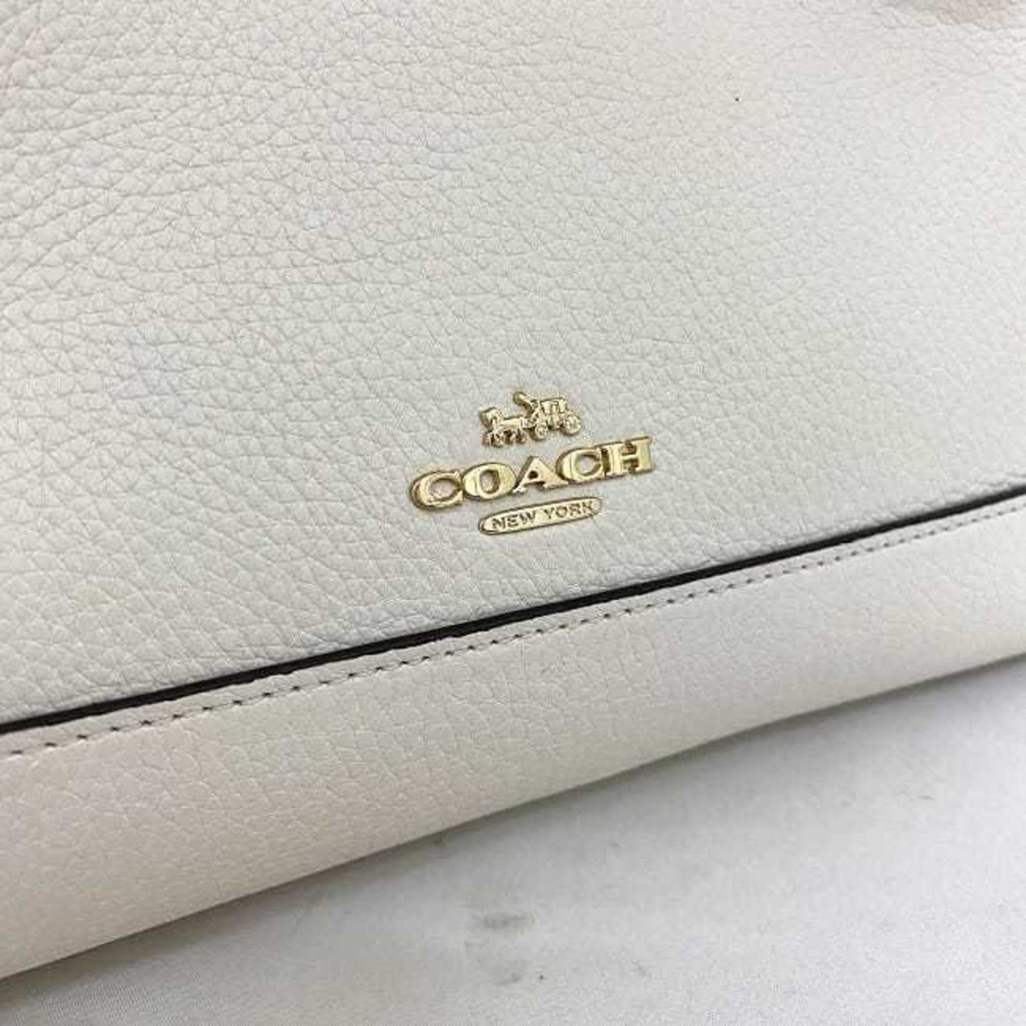 Coach 2way bag white gold 1959 tote shoulder handbag leather COACH ladies