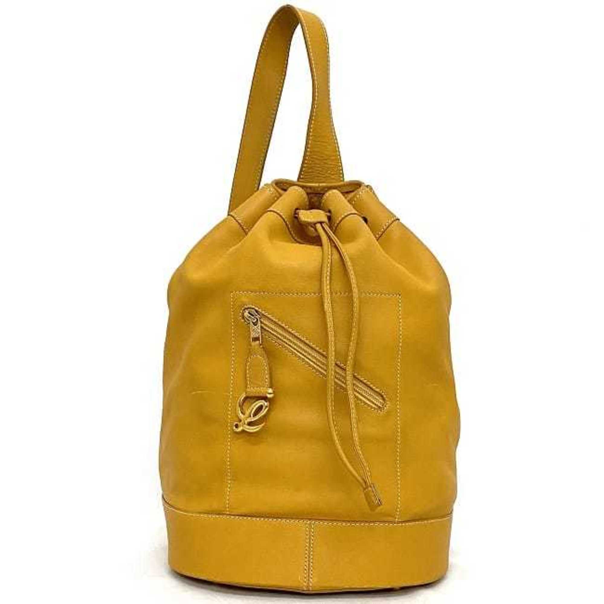 LOEWE Duffle Bag Camel Gold Anagram Leather GP Bucket Ladies