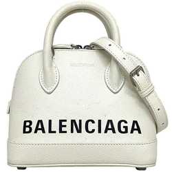 Balenciaga 2way Bag Ville Small XXS White Black Everyday 550646 Shoulder Handbag Leather BALENCIAGA Print Compact