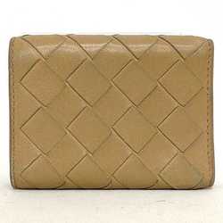 Bottega Veneta Trifold Wallet Beige Intrecciato Compact Leather BOTTEGA VENETA Women's