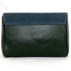 LOEWE clutch bag green blue gold Velasquez flap second leather bicolor nubuck embossed two-tone