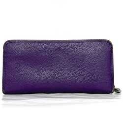 LOEWE Round Long Wallet Purple Anagram Leather Ladies Soft