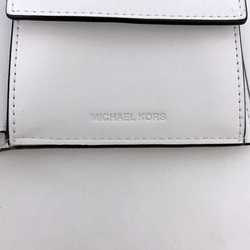 Michael Kors Bifold Wallet White Green Khaki 36R3LCOF3U Folding Leather MICHAEL KORS Stripe Patchwork Stitching Women's Compact
