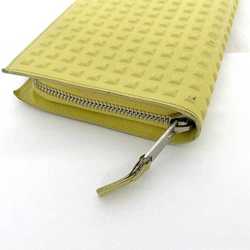 Balenciaga Round Long Wallet Yellow Grid 298821 Leather BALENCIAGA Studs Ladies