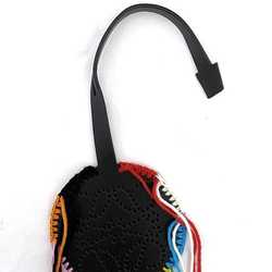 LOEWE Bag Charm Black Multicolor Anagram Thread Leather Wool Ladies Accessories
