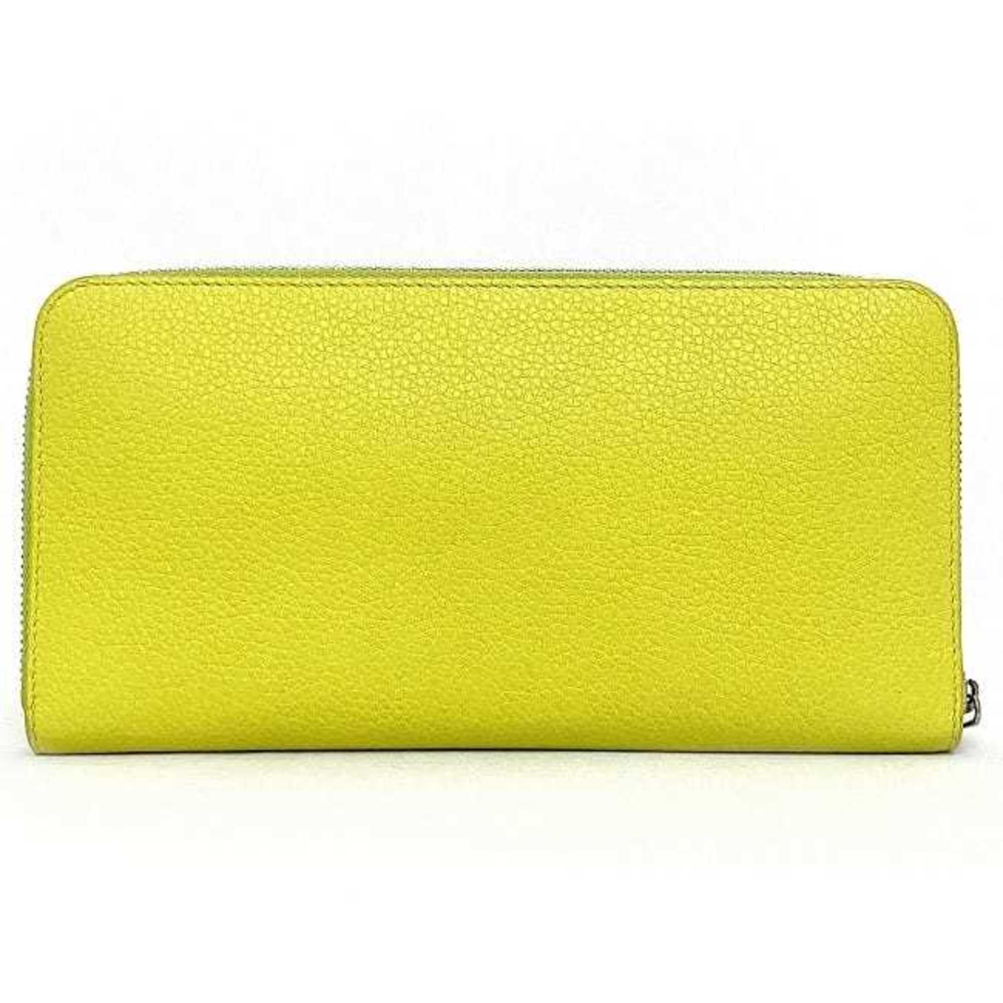 LOEWE Round Long Wallet Yellow Bordeaux Anagram Leather Ladies