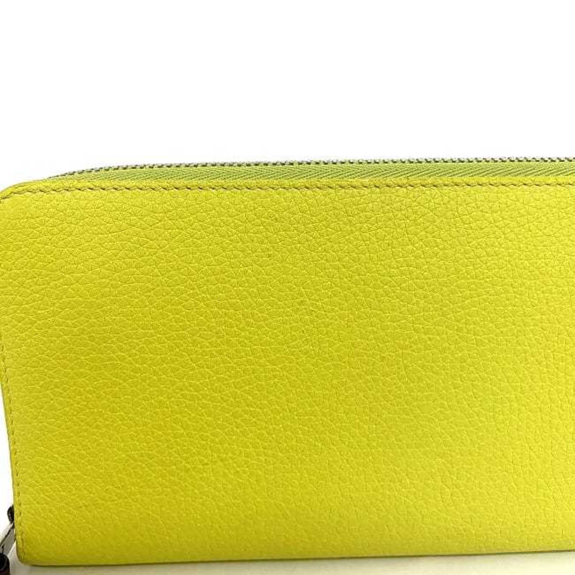 LOEWE Round Long Wallet Yellow Bordeaux Anagram Leather Ladies