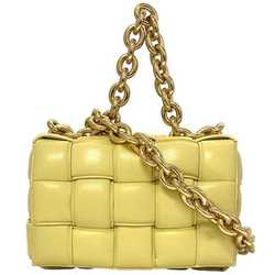 Bottega Veneta The Chain Cassette Shoulder Bag Light Yellow Gold Maxi Intrecciato 631421 2way Leather GP BOTTEGA VENETA Flap